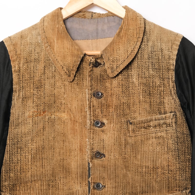 〜30'S フレンチコーデュロイ/ ブラックモールスキン ジレジャケット 30ss France Vintage Corduroy×Black Moleskin Dou