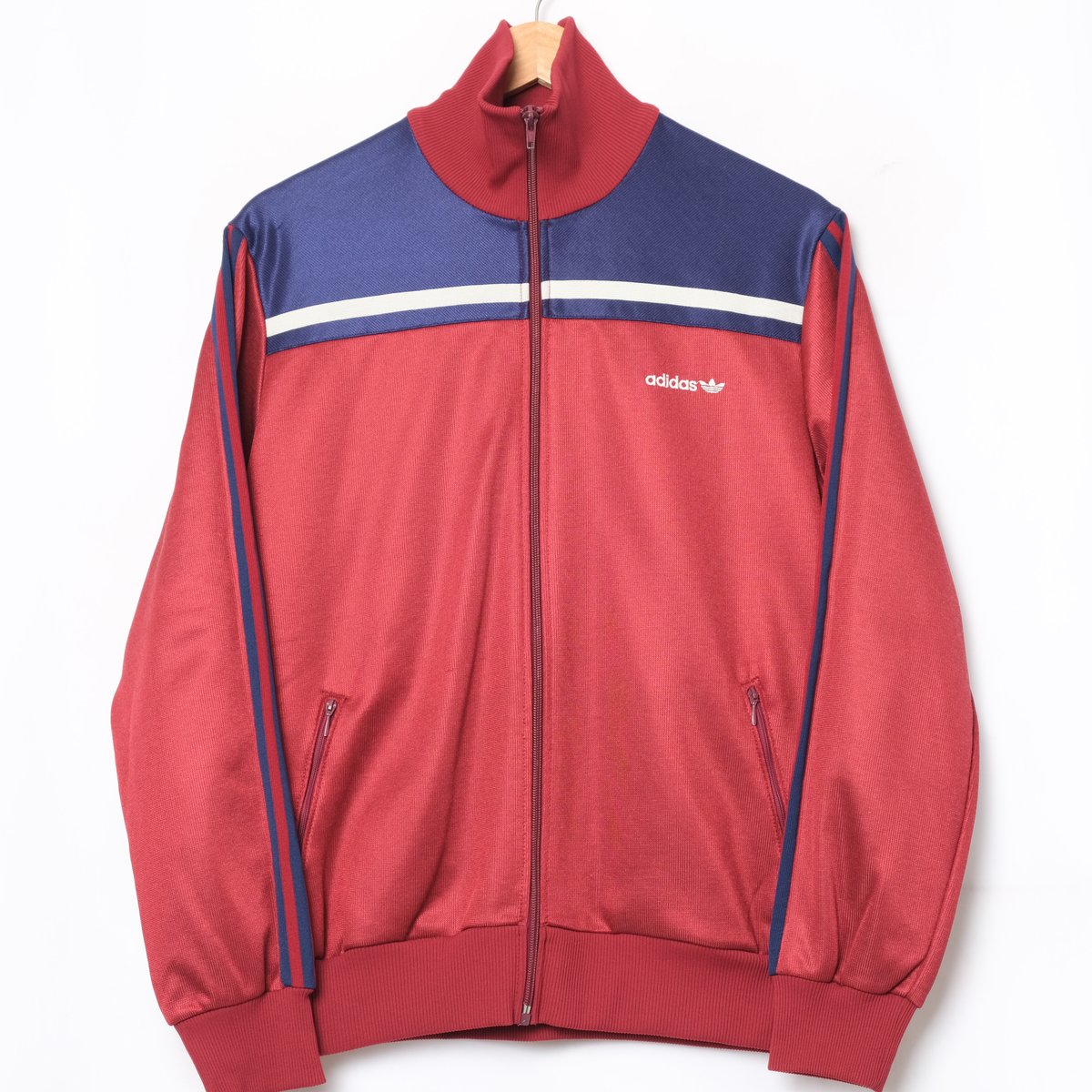 80s Vintage adidas Track Jacket Bordeaux × Navy