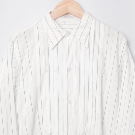 40-50s France Vintage Purple Striped Cotton Dress Shirt