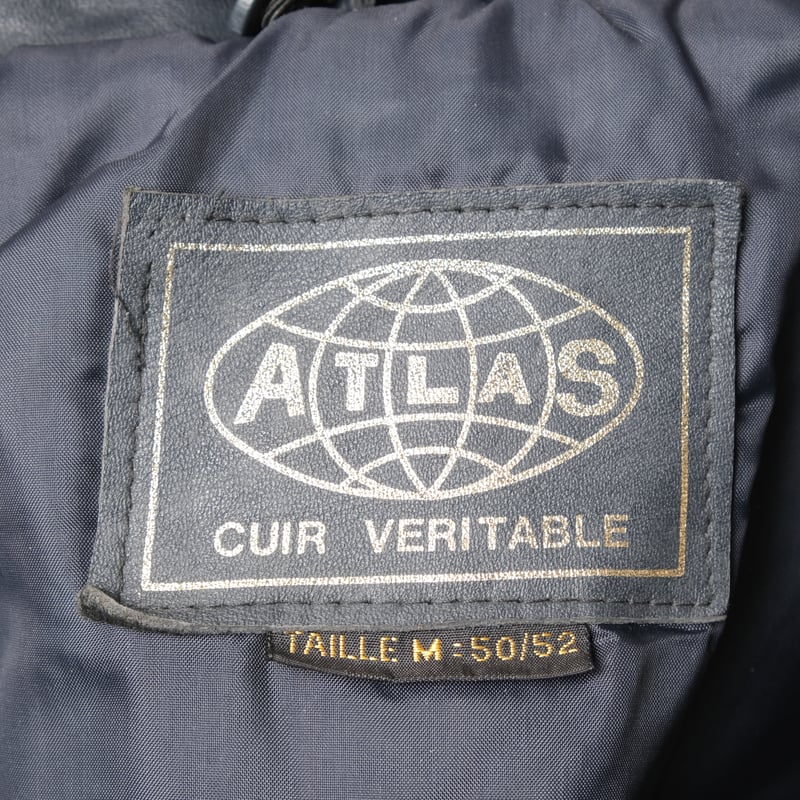 70s-80s French Vintage ATLAS Leather Jacket Siz