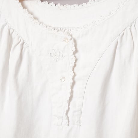 France Antique Linen Half Sleeve Night Dress 1
