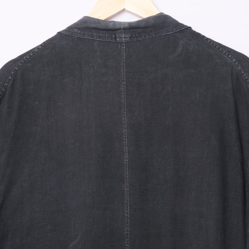 アンティーク SALACHE ブラックリネン マキニョンコート 1900年代 30-40s France Vintage SALACHE Black Linen Maqu