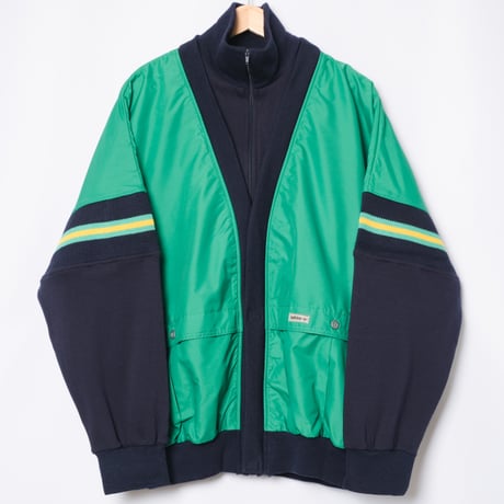 80s Vintage adidas Ventex Green × Navy Blouson (Made in France)Dead Stock