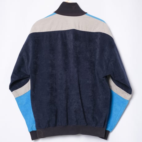80s Vintage adidas Ventex Velours Track Jacket Navy × Gray × Light Blue (Made in France)