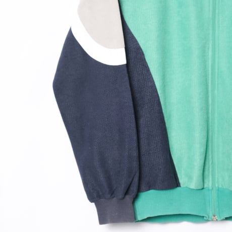 80s Vintage adidas Ventex Track Jacket Green × Navy × Light Gray (Made in France)