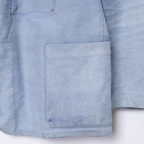 50s France Vintage Le Favori Lapel Blue Moleskin Work Jacket