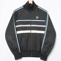 70-80s Vintage adidas Ventex Track Jacket Model First Black × Light Blue (Made in France)