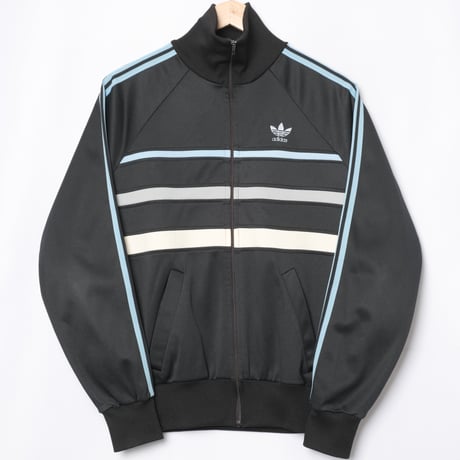 70-80s Vintage adidas Ventex Track Jacket Model First Black × Light Blue (Made in France)