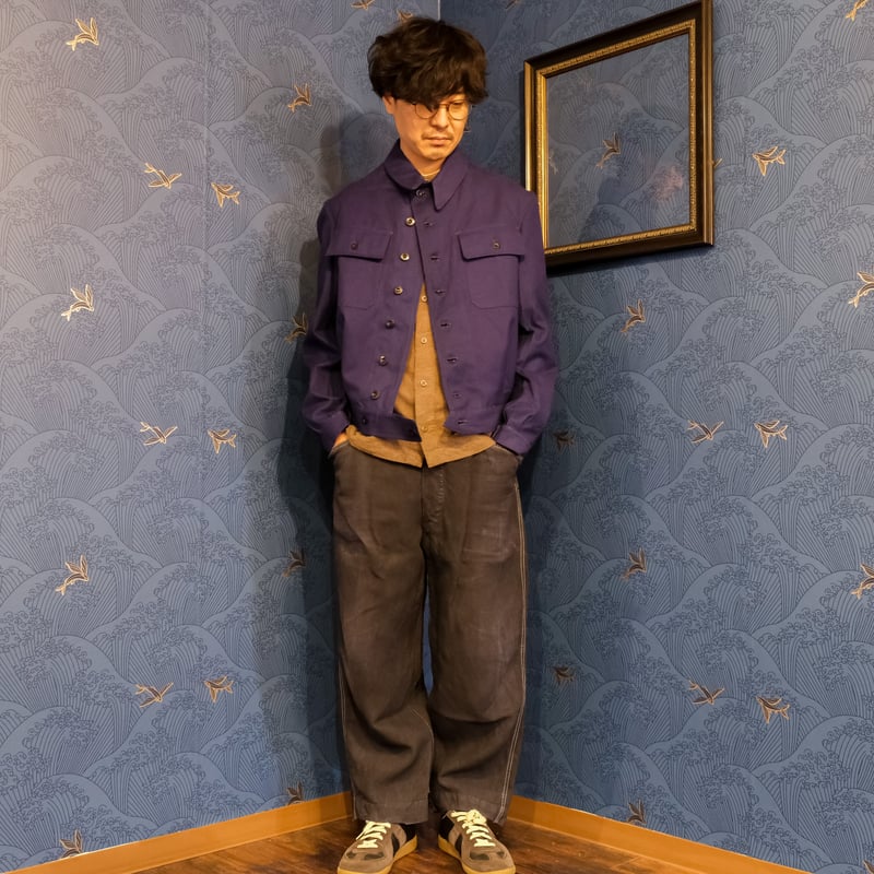 40-50s France Vintage Villette Black Linen Ma