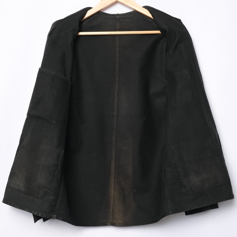30-40s France Vintage Black Moleskin Work Jacke