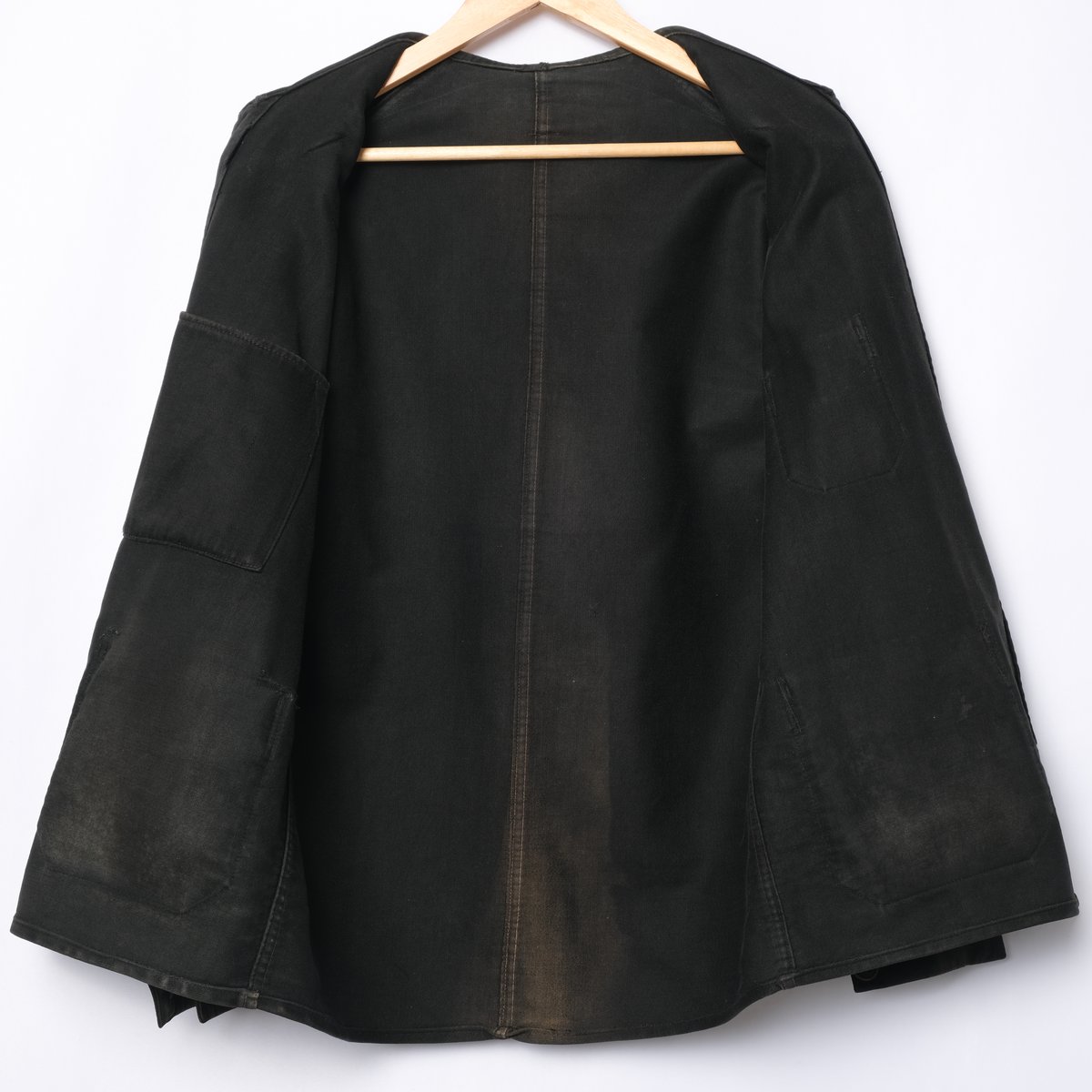 30-40s France Vintage Black Moleskin Work Jacke
