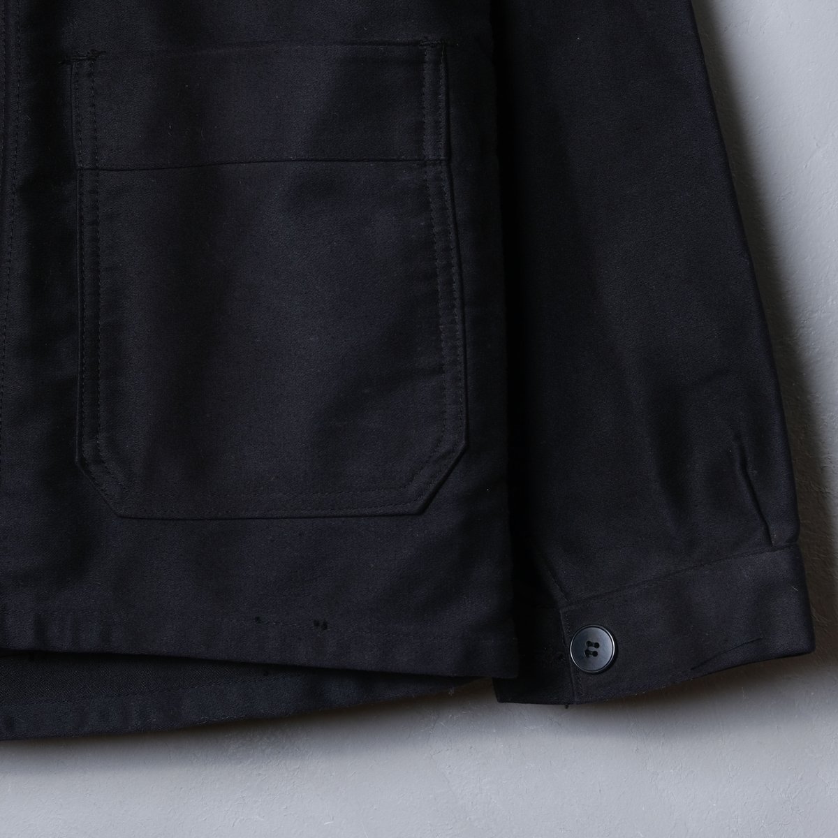 50-60s Le Mont St Michel Black Moleskin Jacket 