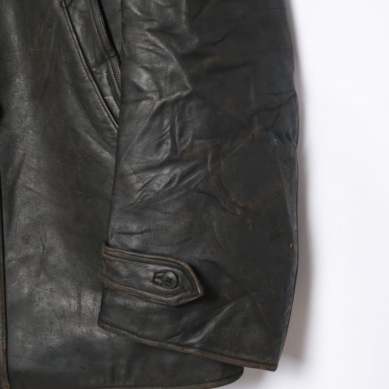 50s-60s France Vintage Leather Jacket Wool Coll 50s-60s France Vintage Leather Jacket Wool Coll