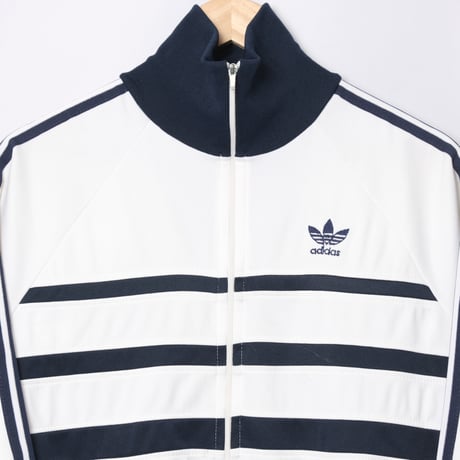 70-80s Vintage adidas Ventex Track Jacket Model First White × Navy (Made in France)