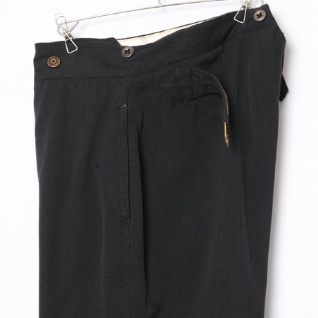 30-40s France Vintage Wool Black Trousers