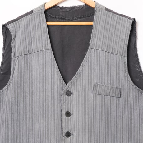 30-40s France Vintage Stripe Cotton Stripe Gillet 3
