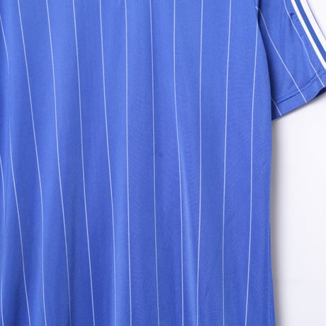 70-80s Vintage adidas Ventex Half Sleeve Game Shirt Striped Blue