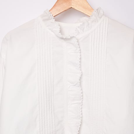 Early 1900s France Antique Frill Cotton Blouse