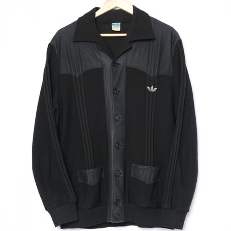 70-80s Vintage adidas  EIN SCHWAHN Button Knit Jacket Black (Made in West Germany)