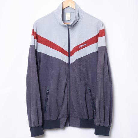 80s Vintage adidas Velours Track Jacket Navy × Light Blue (Made in West Germany)