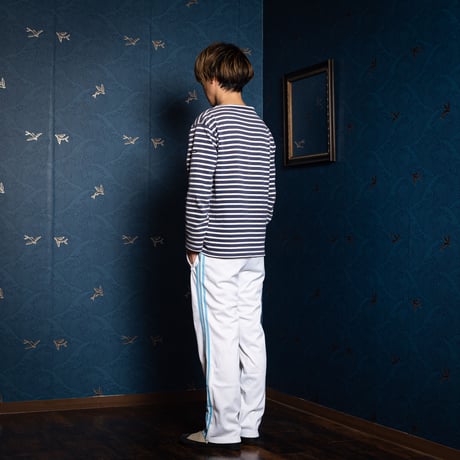 70-80s Vintage adidas Ventex Track Trousers White × Light Blue (Made in France)