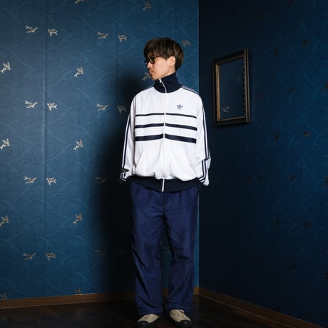 70-80s Vintage adidas Ventex Track Jacket Model First  White×Navy (Made in France)