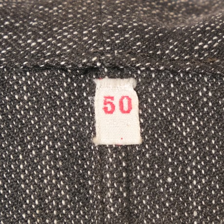40-50s France Vintage Black Chambray Tailored Jacket Dead Stock Size 50