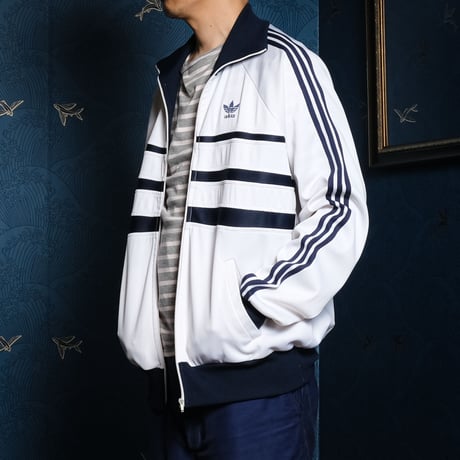 70-80s Vintage adidas Ventex Track Jacket Model First  White×Navy (Made in France)