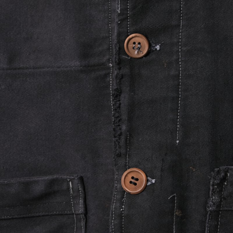 LE MONT ST. MICHEL モールスキンジャケット　30s 40s 30-40s Le Mont St Michel？Black Moleskin Jacket