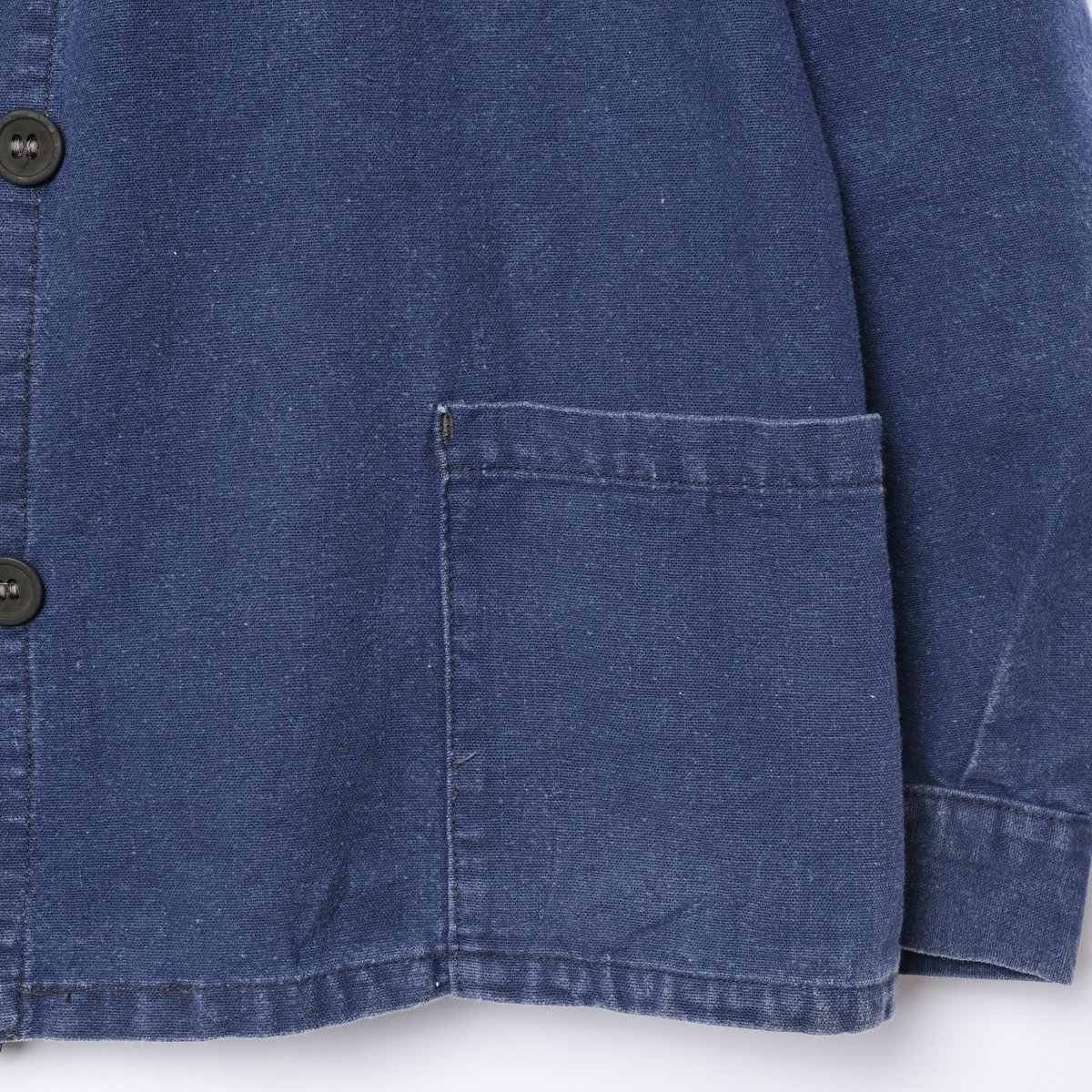 30s France Vintage Blue Cotton Linen Double Br