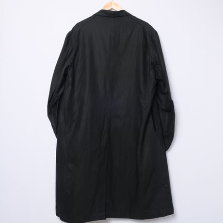 30-40s France Vintage Linbleuvil Black Linen  Maquignon Coat Dead Stock