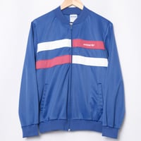 70-80s Vintage adidas Collarless Track Jacket Blue（Made in U.S.A.）