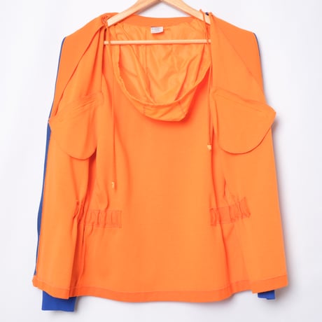 70s Vintage adidas Track Jacket With Hood Orange × Blue
