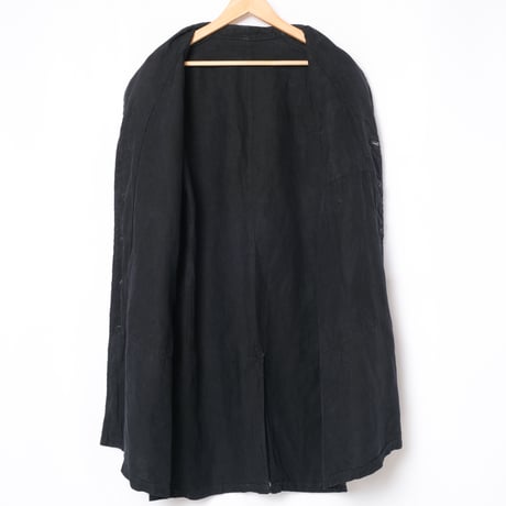 40s France Vintage Black Linen  Maquignon Coat