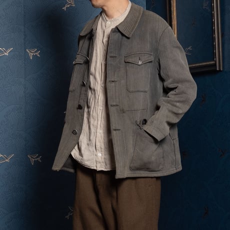 30-40s France Vintage EGAN Cotton Pique Hunting Jacket