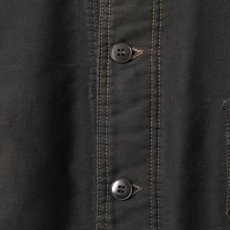 40s France Vintage Dubure & Deverchere Black Moleskin Work Jacket