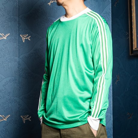 70-80s Vintage adidas Ventex Game Shirt Green × White (Made in France)