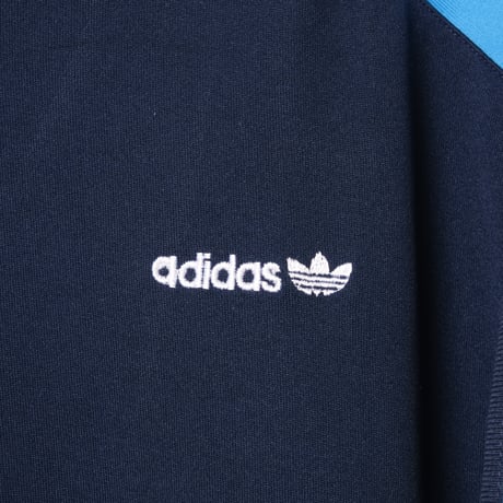 80s Vintage adidas Collarless Track Jacket Navy × Light Blue