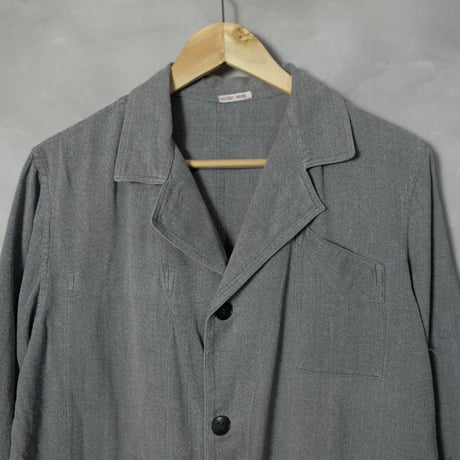 40-50s France Vintage DELUZET MICHEL Black Chambray Atelier Coat