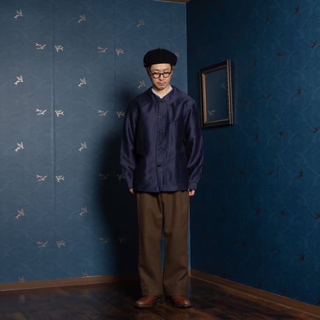 40–50s France Vintage Le Favori Blue Moleskin Jacket Dead Stock