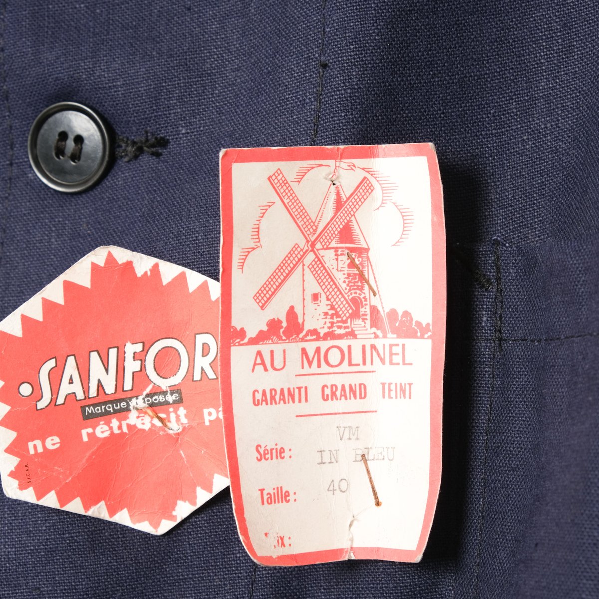 40-50s France Vintage Au Molinel Blue Metis Wor 40-50s France Vintage Au Molinel Blue Metis Wor