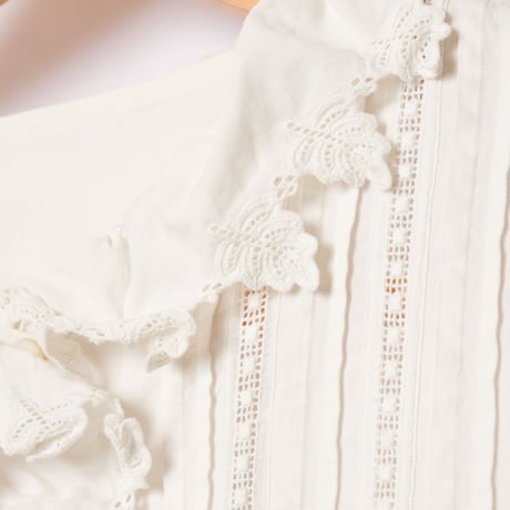 France Antique Frill Cotton  Blouse  2