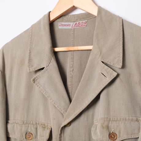 30-40s France Vintage LABOR Gray Cotton Twill All ln One