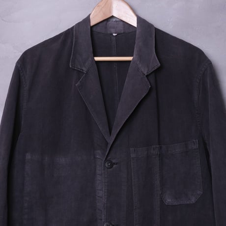 40-50s France Vintage VETRA Black Linen (Metis) Maquignon Coat