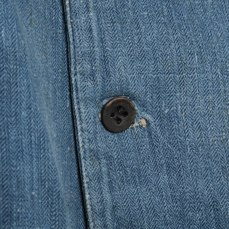 French Army Indigo Linen HBT Mechanic Double-Br