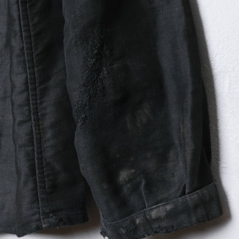 30s-40s Le Durable Black Moleskin Jacket Wood 30s-40s Le Durable Black Moleskin Jacket Wood