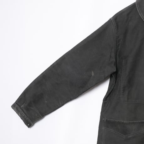 40s France Vintage Le Mont Saint Michel Black Moleskin Work Jacket