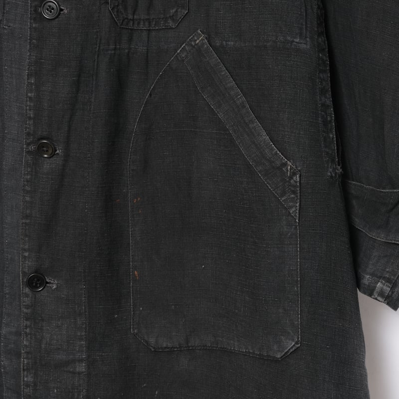 40s France Vintage Black Linen Maquignon Coat 40s France Vintage Black Linen Maquignon Coat