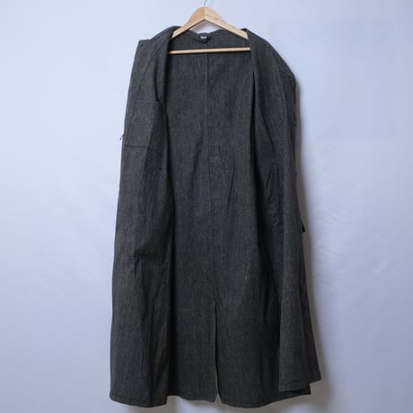 40-50s French Vintage  Black Chambray Atelier Coat  Size 50 Dead Stock