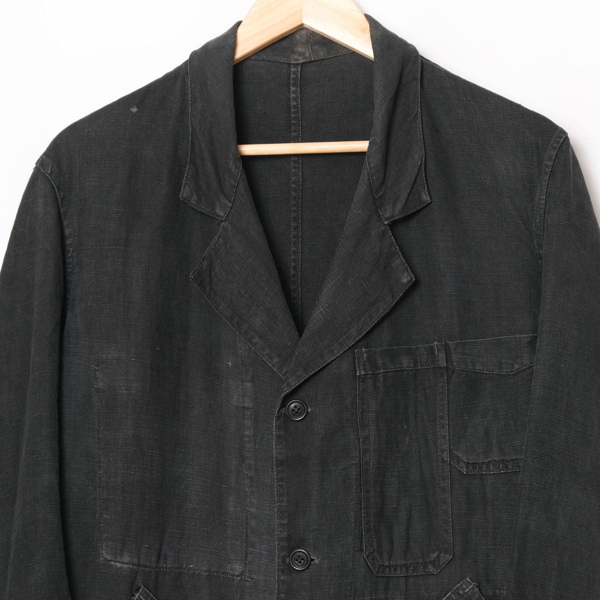 40s France Vintage Black Linen Maquignon Coat 40s France Vintage Black Linen Maquignon Coat